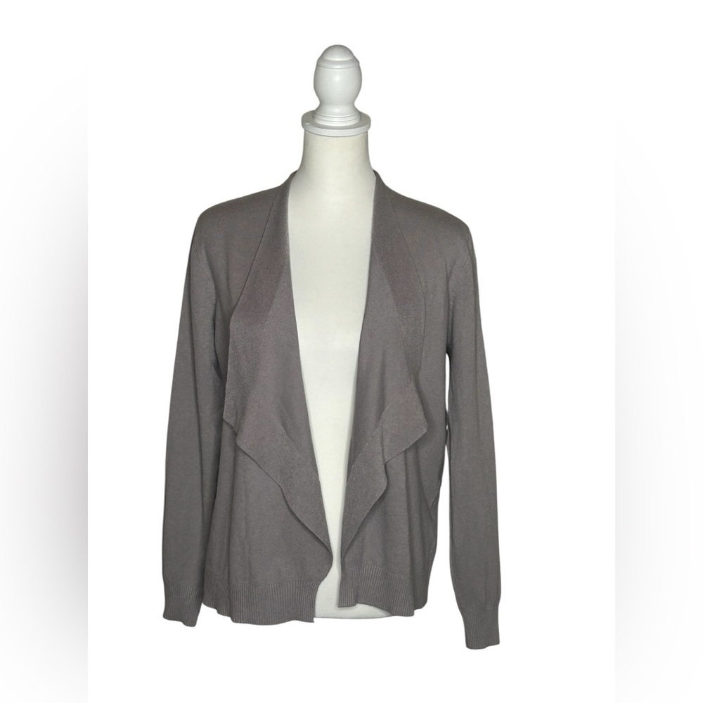 Essentials by Milano Womens Lavender/Grey Open Front Waterfall Cardigan EUC Sz M